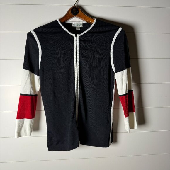Austin Reed Zip Front Cardigan Jacket Sz Medium Red, Black & White - Picture 7 of 8